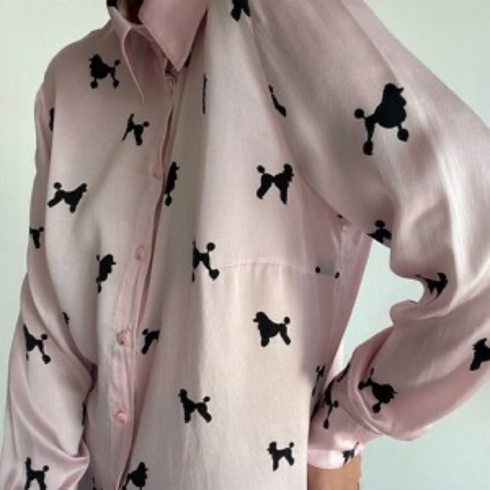 RARE Escada poodle silk blouse
